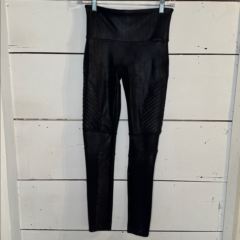 SPANX Women’s Faux Leather Moto Leggings Black